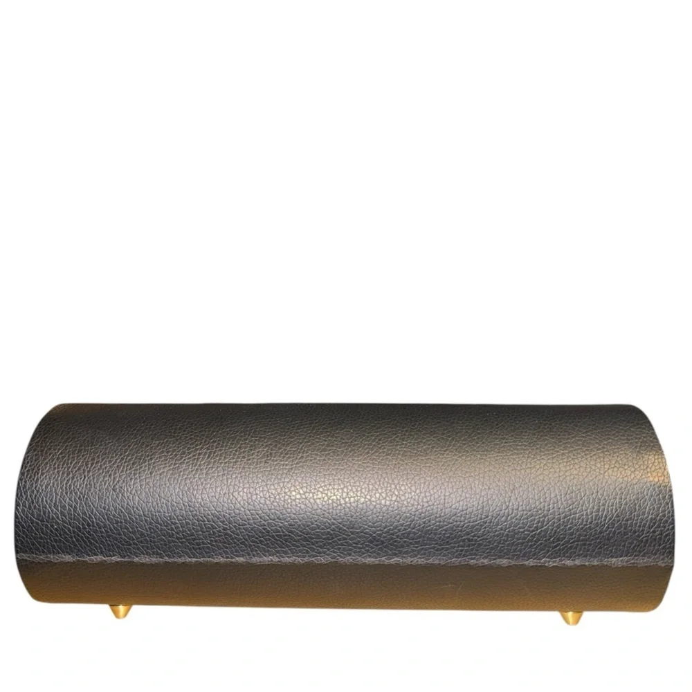 Kestrel Black Vegan Leather Makeup Brush Holder Case Gold Bird Influencer Trend